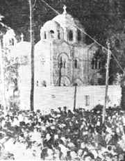 Part of the crowds gathered around St. Mary Coptic Orthodox Church in Zeitoun